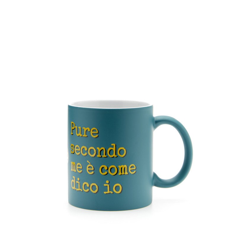 Mug petrolio mat ceramica con  stampa pure secondo me .. - tz111