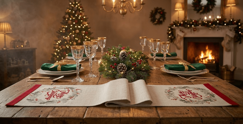 Merry Wood  Runner Alloro Merry Christmas 150 x 49 cm - 8149