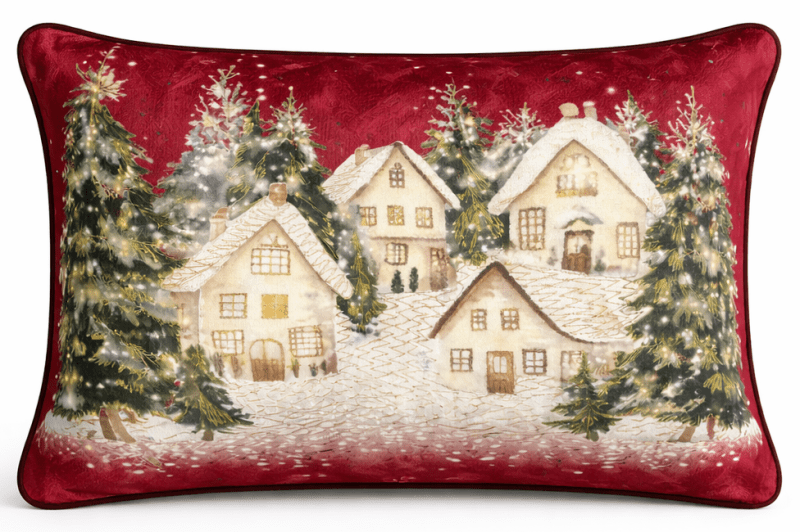 Livigno Cuscino Casette Rettangolare Rosso 50x35 Cm - na26018-1
