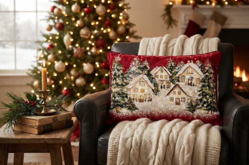Livigno Cuscino Casette Rettangolare Rosso 50x35 Cm - na26018-1