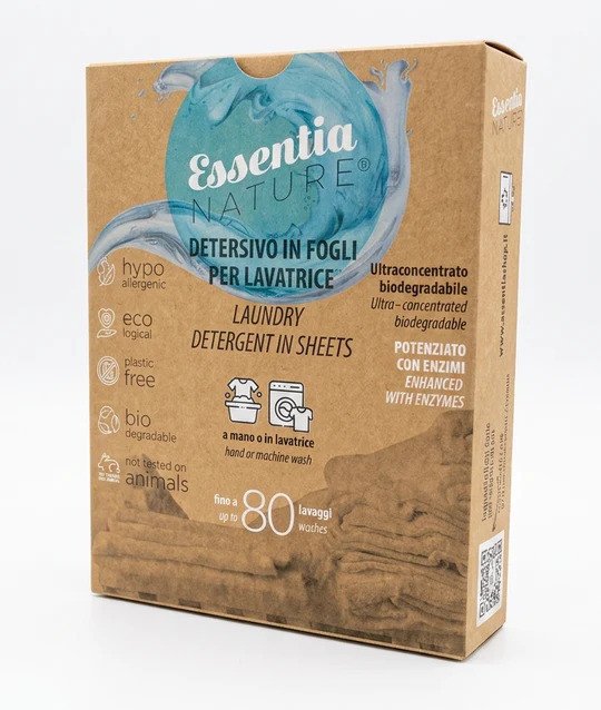 Confezione Detersivo Ecologico in Fogli Essentia, contenente 40 Fogli x totale 80 lavaggi. - detersivoinfogli
