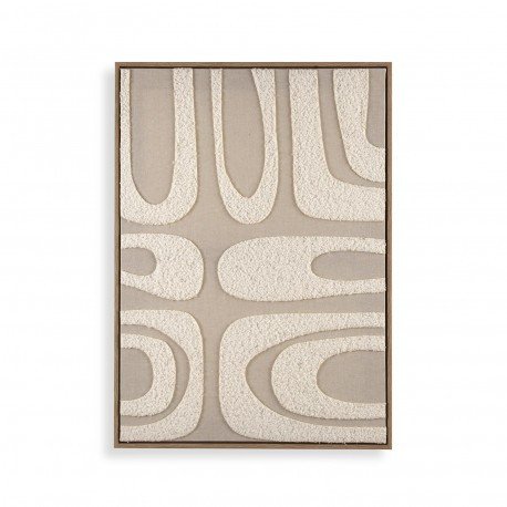Quadro Astratto Materico In Rilievo Con Cornice - 60x70 Cm - 18830337